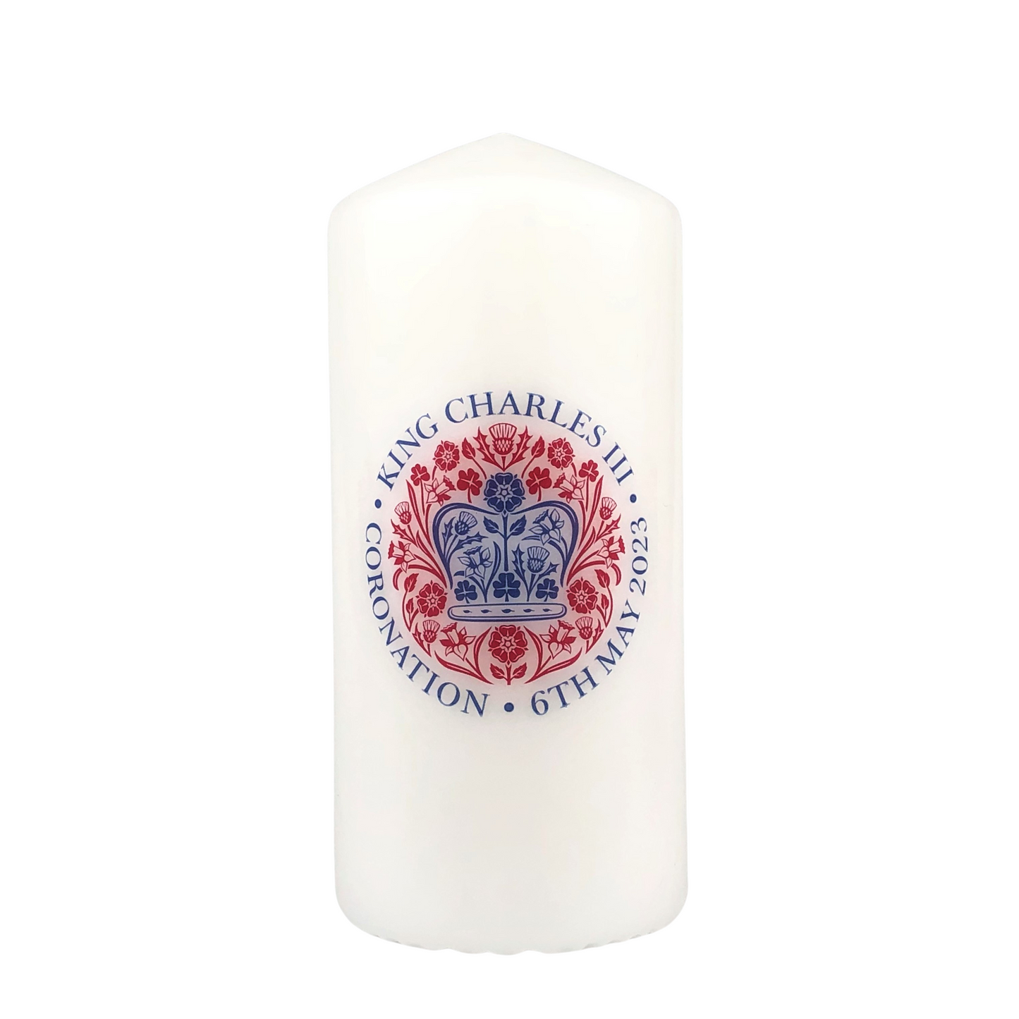 King Charles III Coronation Candle Souvenir - Blue/Red