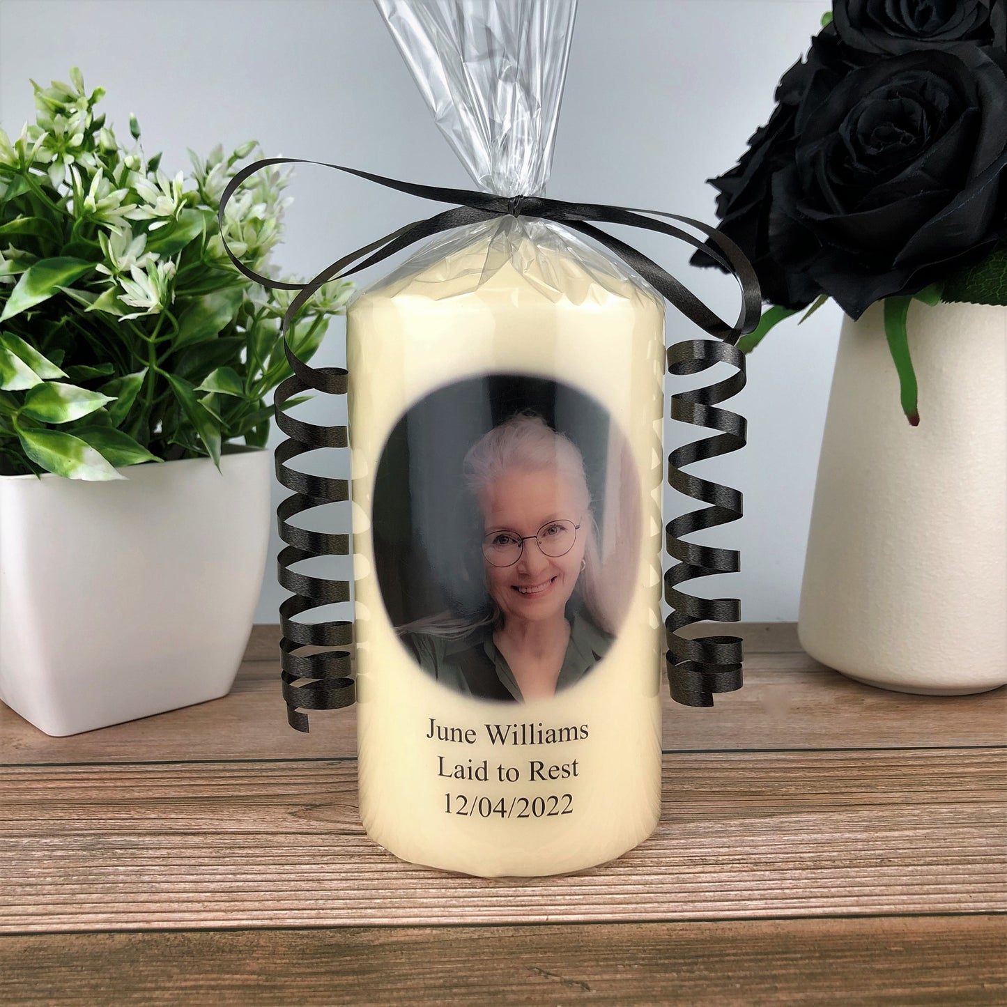 Personalised Memorial Photo Candle, 8x15cm