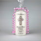 Personalised Pink Floral Cross Christening Candle