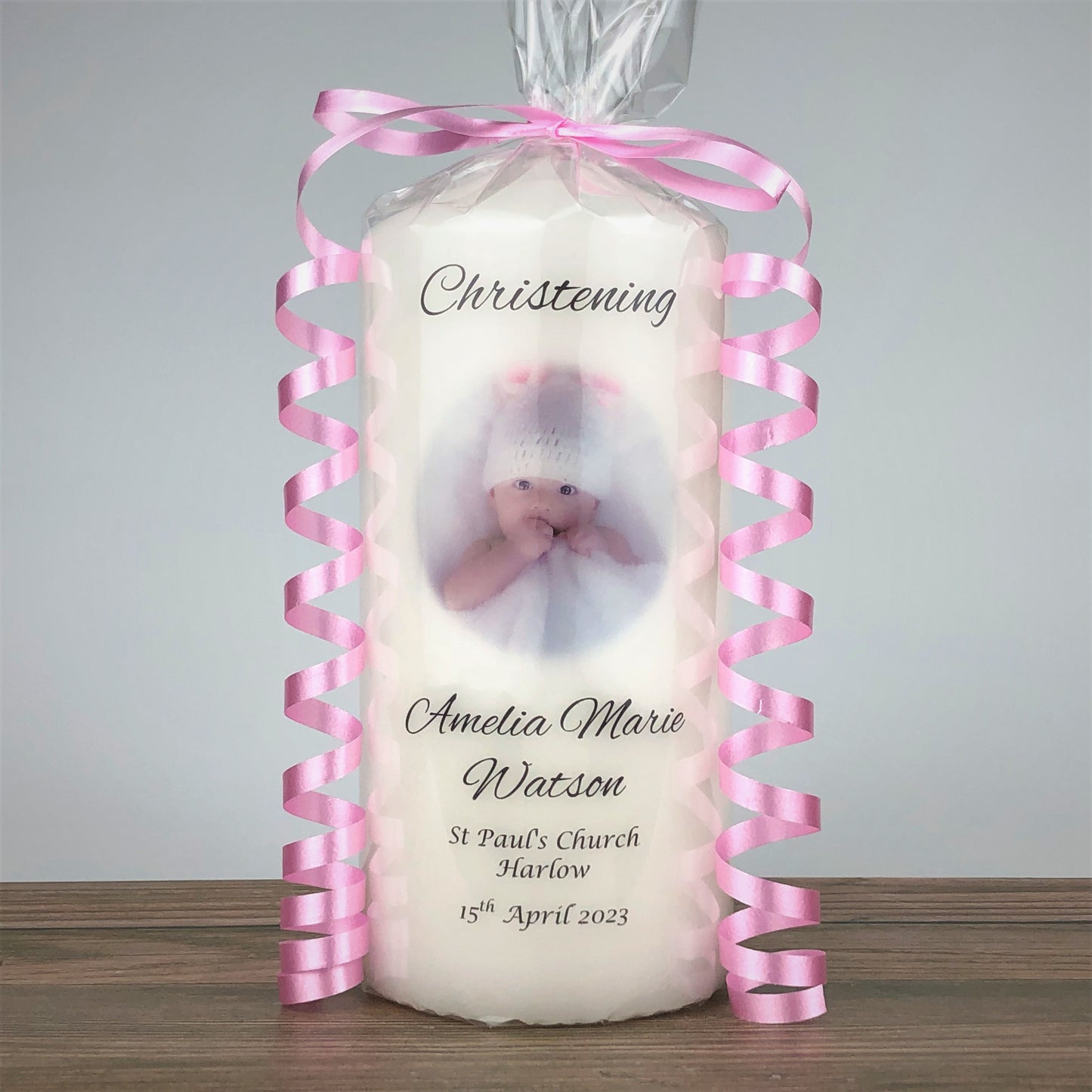 Personalised Christening Photo Candle, Christening Gift Boy or Girl