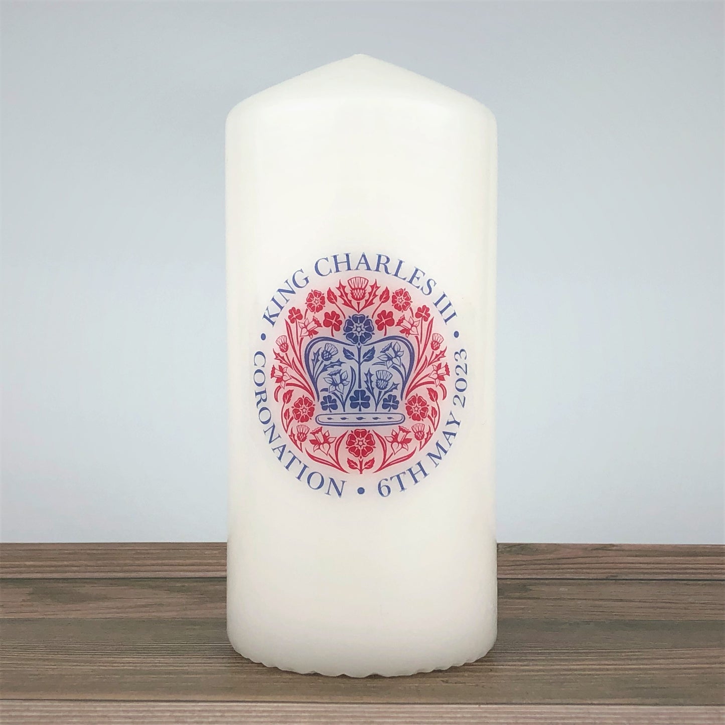 King Charles III Coronation Candle Souvenir - Blue/Red