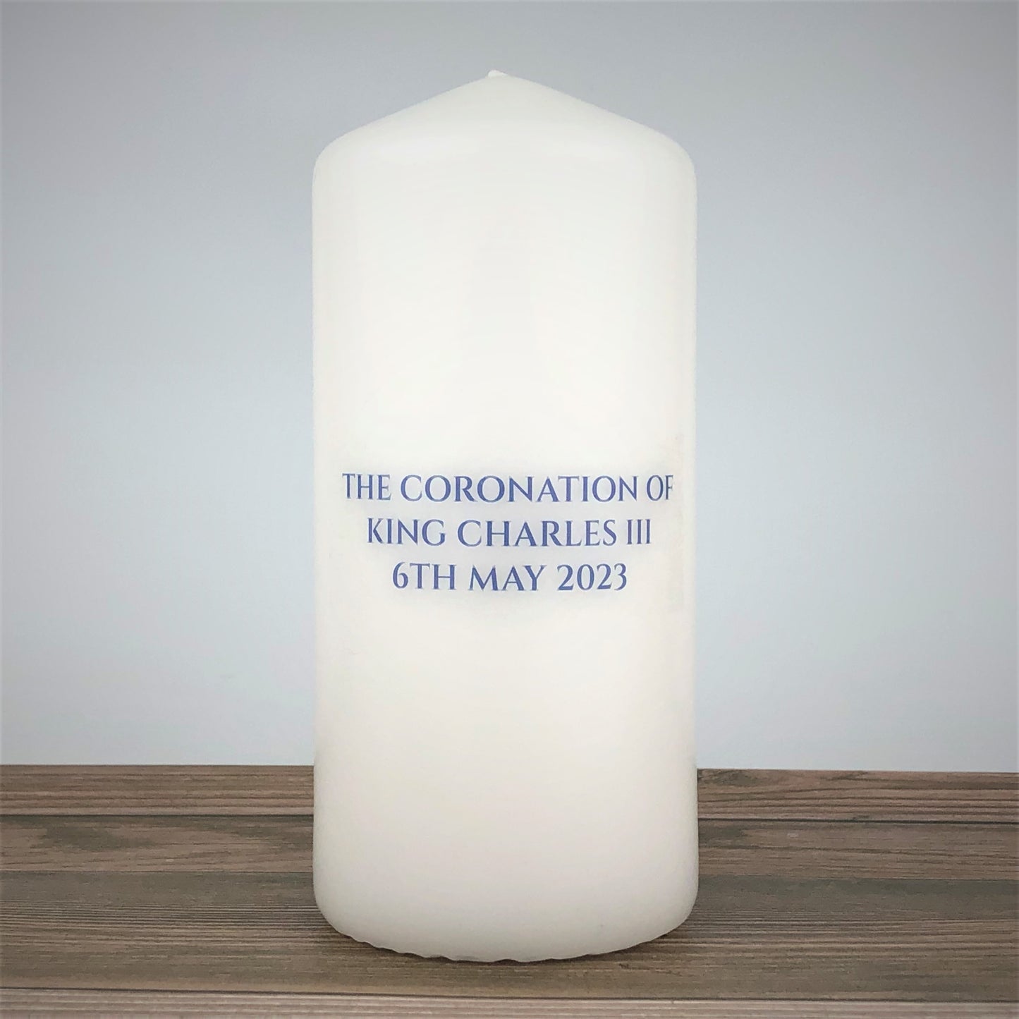 King Charles III Coronation Candle Souvenir - Blue/Red