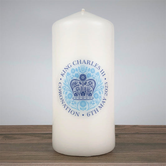 King Charles III Coronation Candle Souvenir - Blue