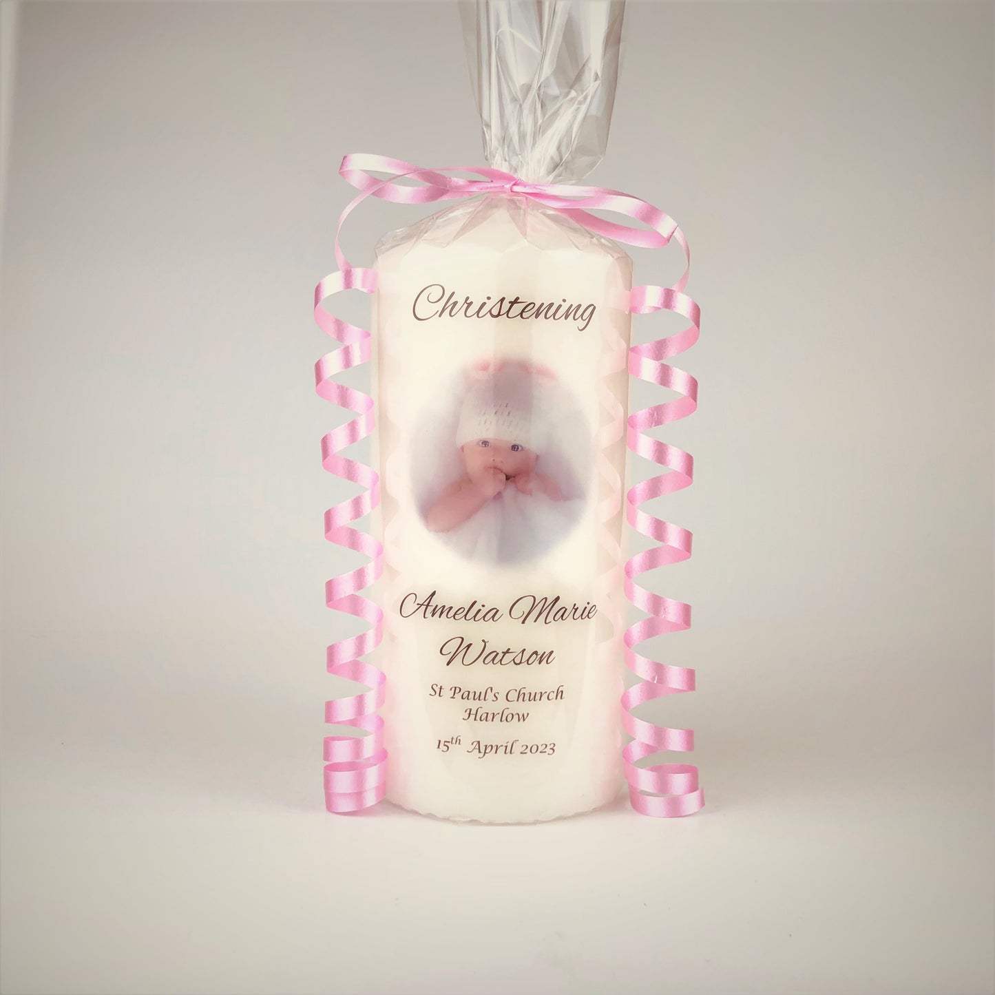 Personalised Christening Photo Candle, Christening Gift Boy or Girl