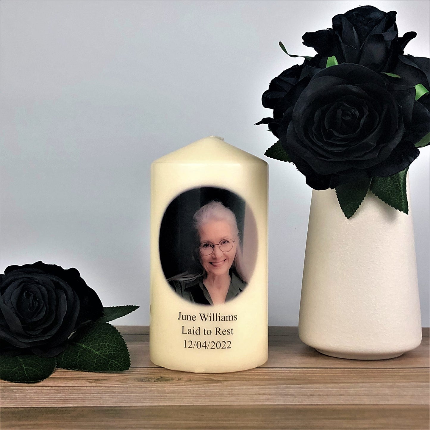 Personalised Memorial Photo Candle, 8x15cm